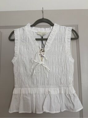 White Ruched Tie Top - PINCH